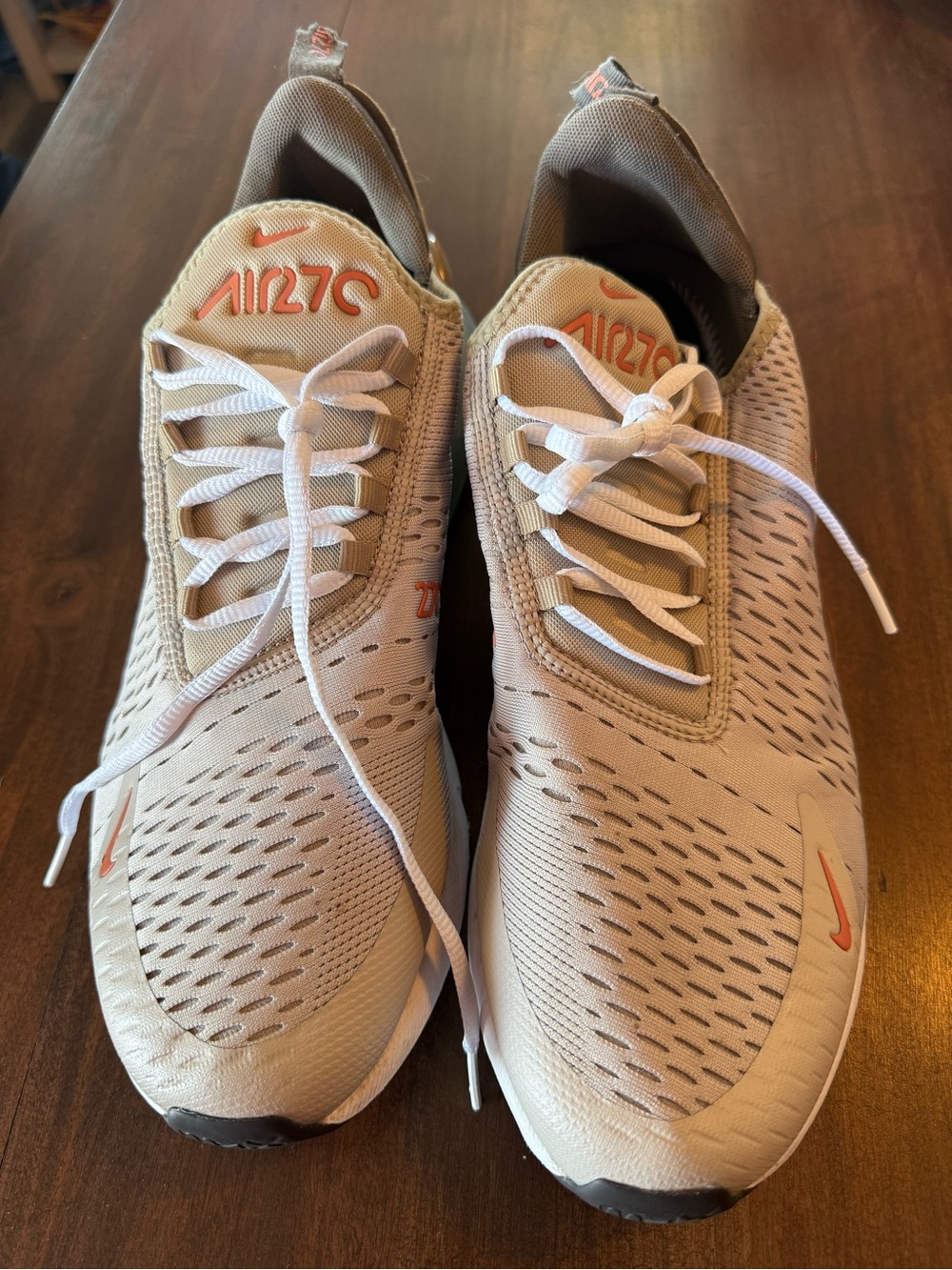 Nike Men’s Athletic Sneakers in Beige with Orange Highlights